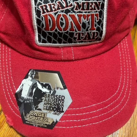REAL MEN DON'T TAP - CAGE FIGHTER - DISTRESSED STYLE - SNAPBACK BALL CAP HAT! - Picture 2 of 6